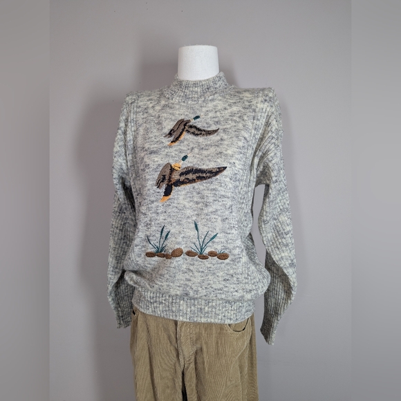 Vintage Duck Sweater | Nautical Heritage Knit Outdoorsy Preppy Size L - Picture 2 of 9